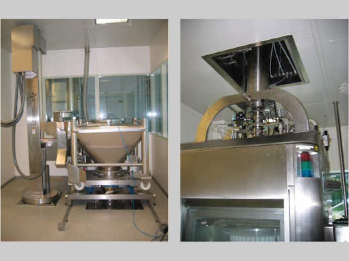 Links: Beschickungsstation verschiebbar
Rechts: Beschickungssystem VTS 200 betriebsbereit